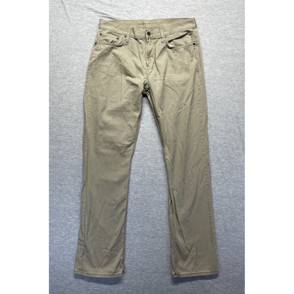 Old Navy Built In Touch Jeans Mens 34x34 (Fits 34x32) Khaki Denim Straight Leg